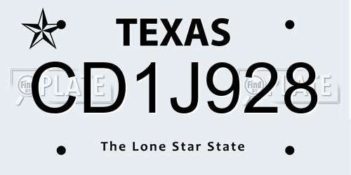 CD1J928 Texas License Plate
