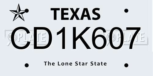 CD1K607 Texas License Plate