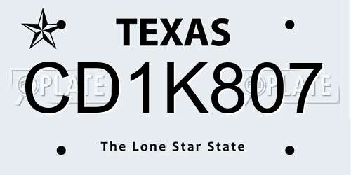 CD1K807 Texas License Plate