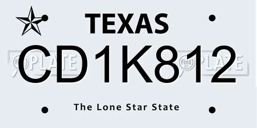 CD1K812 Texas License Plate