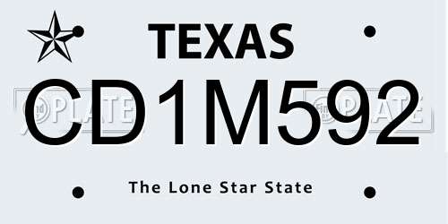 CD1M592 Texas License Plate