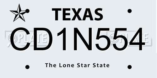 CD1N554 Texas License Plate