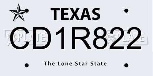 CD1R822 Texas License Plate