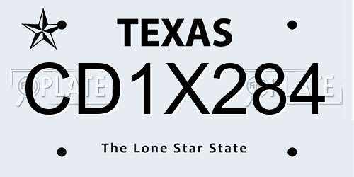 CD1X284 Texas License Plate