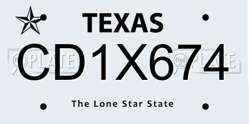 CD1X674 Texas License Plate