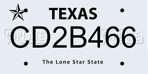 CD2B466 Texas License Plate