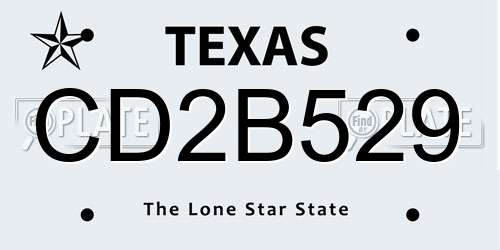 CD2B529 Texas License Plate