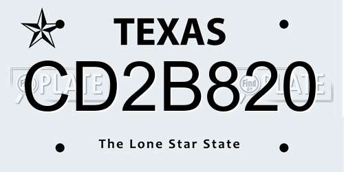CD2B820 Texas License Plate