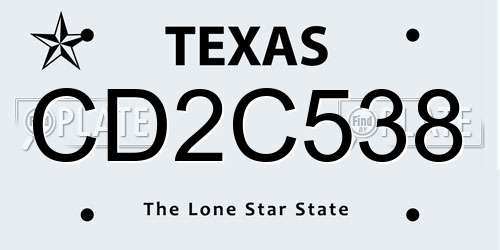 CD2C538 Texas License Plate