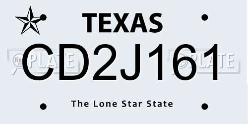 CD2J161 Texas License Plate
