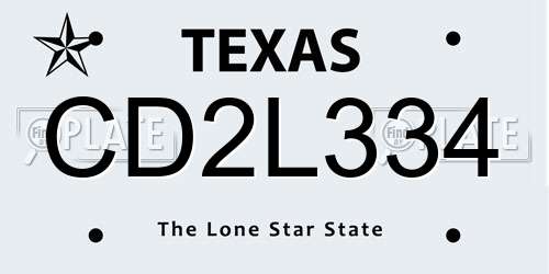 CD2L334 Texas License Plate