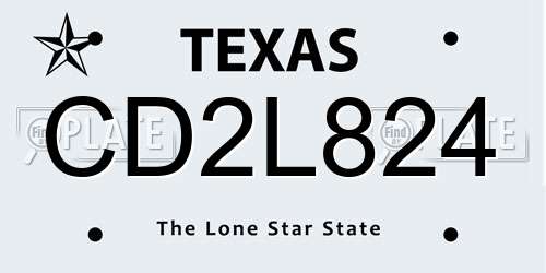 CD2L824 Texas License Plate
