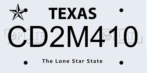 CD2M410 Texas License Plate