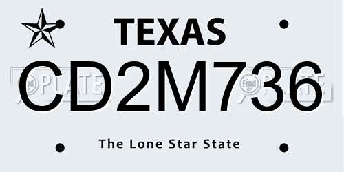 CD2M736 Texas License Plate