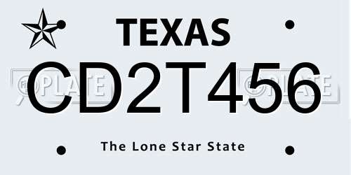 CD2T456 Texas License Plate