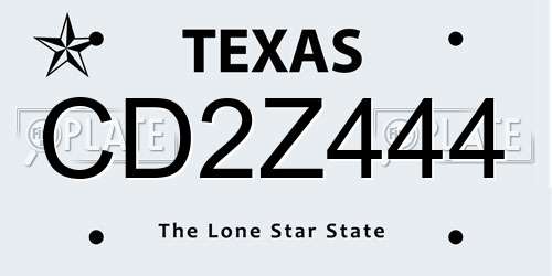 CD2Z444 Texas License Plate