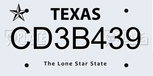 CD3B439 Texas License Plate