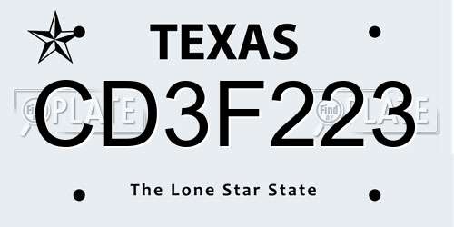 CD3F223 Texas License Plate