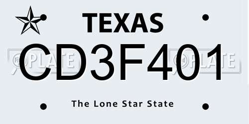 CD3F401 Texas License Plate
