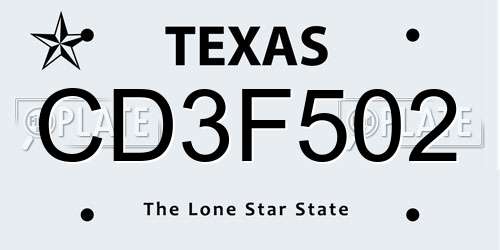 CD3F502 Texas License Plate