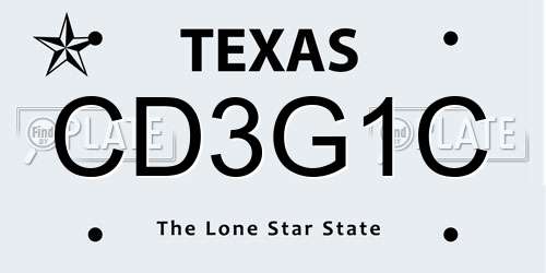 CD3G1C Texas License Plate