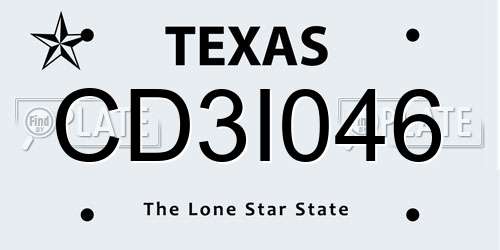 CD3I046 Texas License Plate