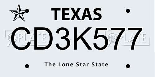 CD3K577 Texas License Plate