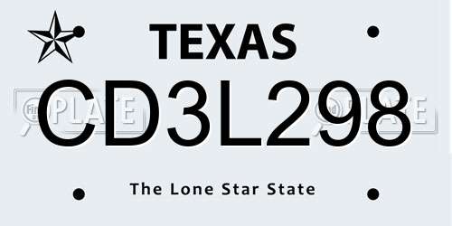 CD3L298 Texas License Plate