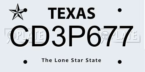CD3P677 Texas License Plate