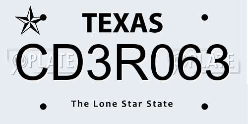 CD3R063 Texas License Plate