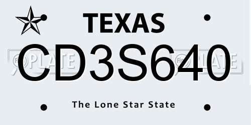 CD3S640 Texas License Plate