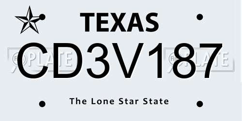 CD3V187 Texas License Plate