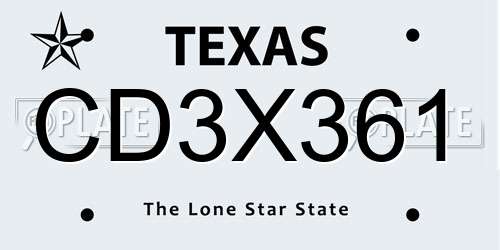 CD3X361 Texas License Plate