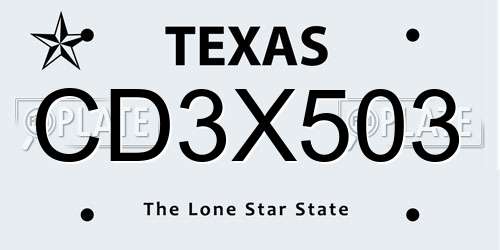 CD3X503 Texas License Plate