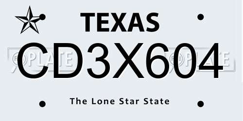CD3X604 Texas License Plate