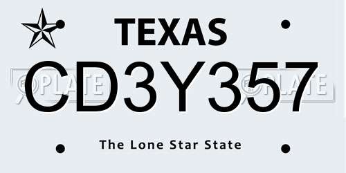 CD3Y357 Texas License Plate