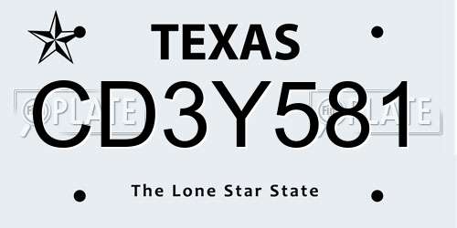 CD3Y581 Texas License Plate