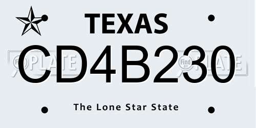 CD4B230 Texas License Plate