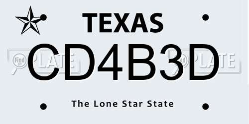 CD4B3D Texas License Plate