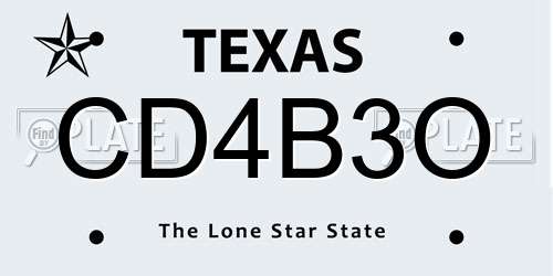 CD4B3O Texas License Plate