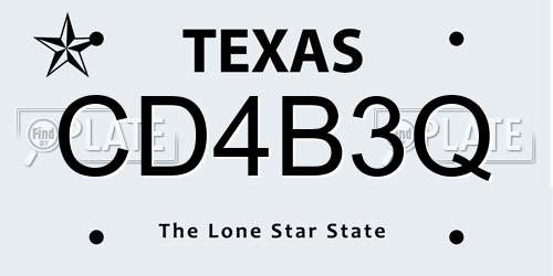 CD4B3Q Texas License Plate