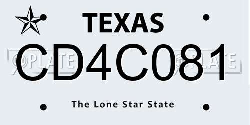 CD4C081 Texas License Plate