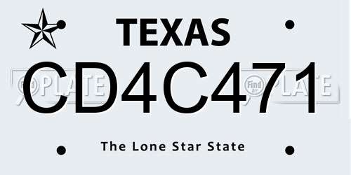 CD4C471 Texas License Plate