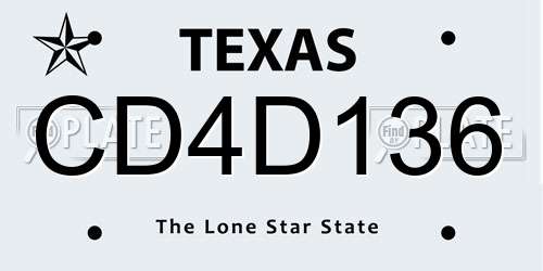 CD4D136 Texas License Plate