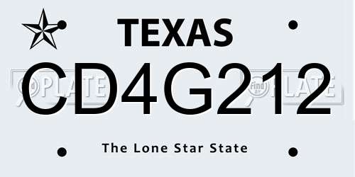 CD4G212 Texas License Plate