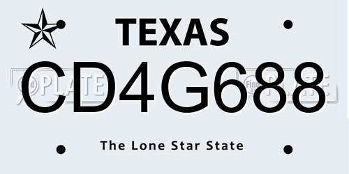 CD4G688 Texas License Plate