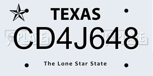 CD4J648 Texas License Plate