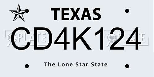 CD4K124 Texas License Plate
