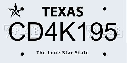 CD4K195 Texas License Plate