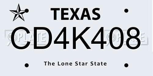 CD4K408 Texas License Plate